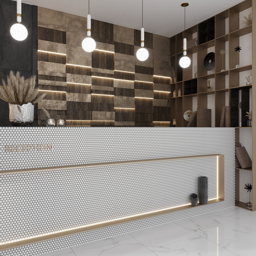 White circular mosaic tile Lobby picture