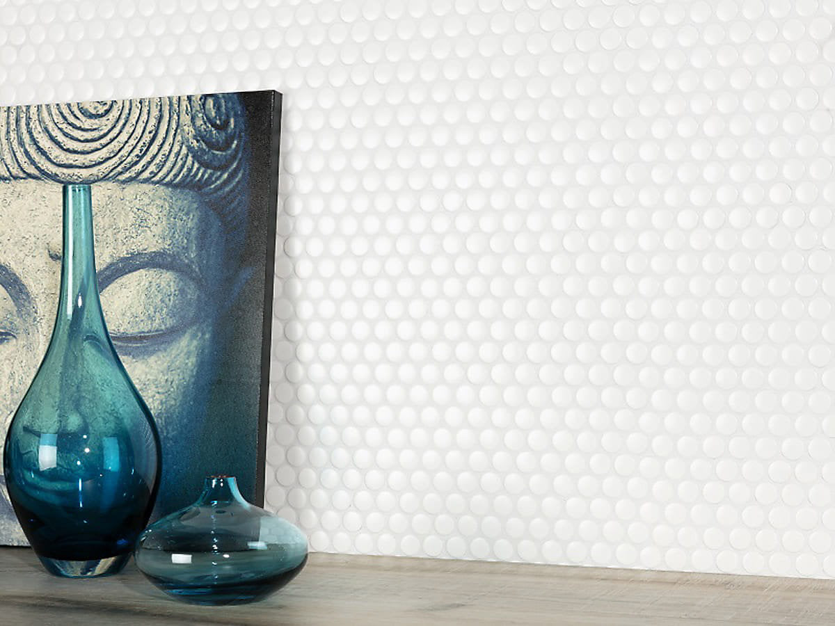 Penny white matt décor tile 