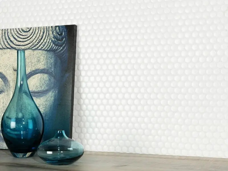 Penny White Matt Wall & Floor Circle Mosaic Tile