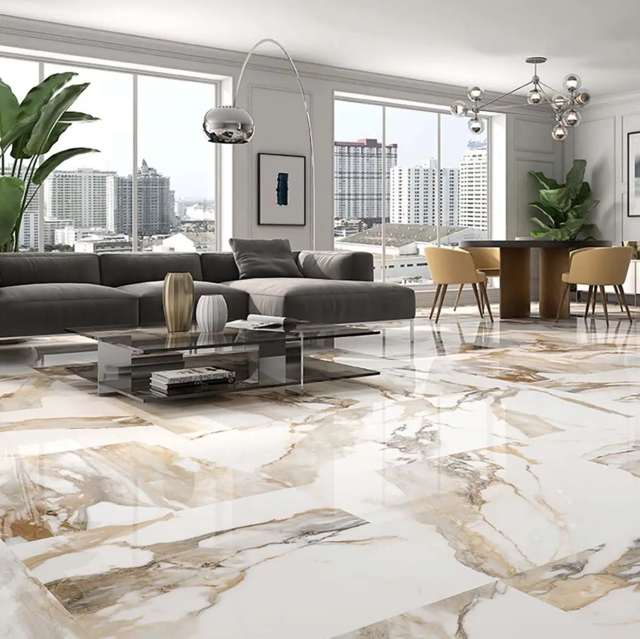 Piero Gold Creama Marble Effect Porcelain Tile Alistair Mackintosh