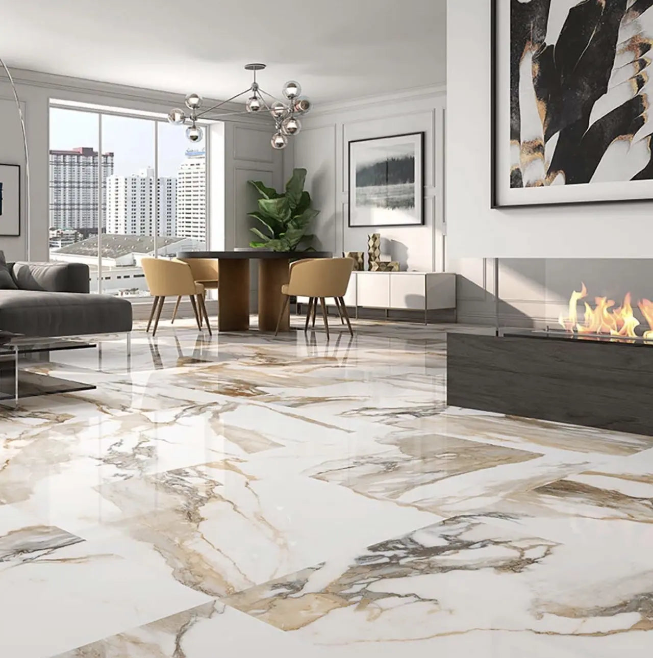 Piero Gold Creama Marble Effect Porcelain Tile Alistair Mackintosh