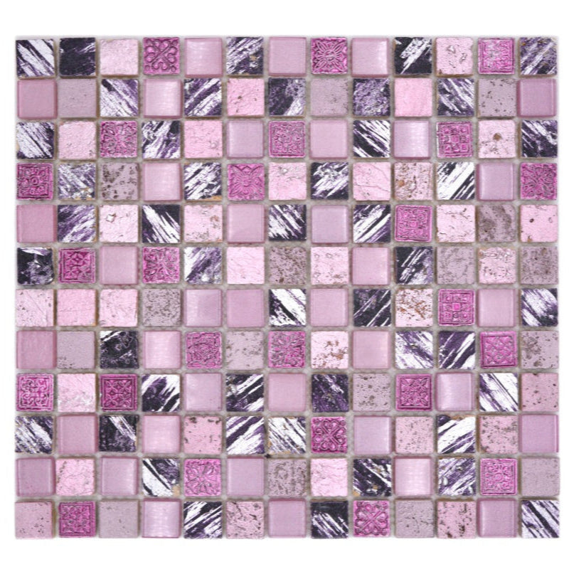 pink glass and stone mosaic