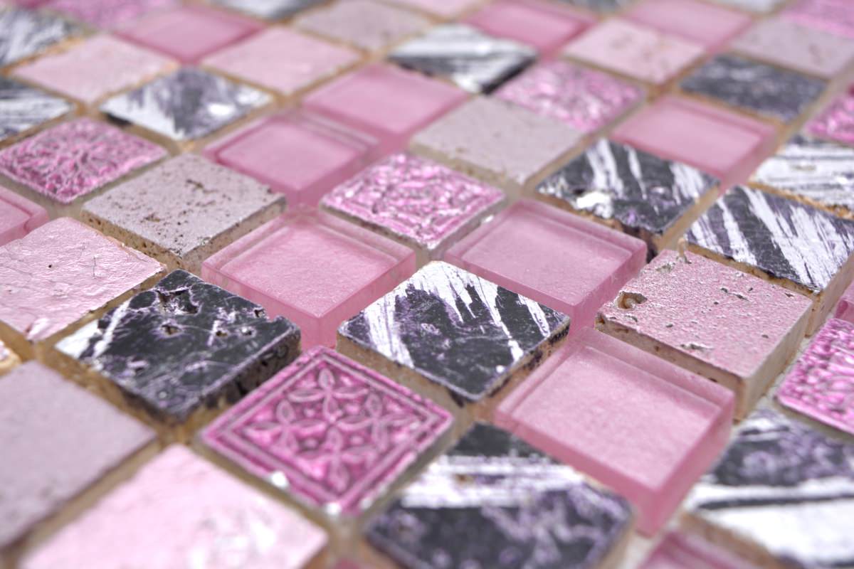 mixed stone pink mosaic 