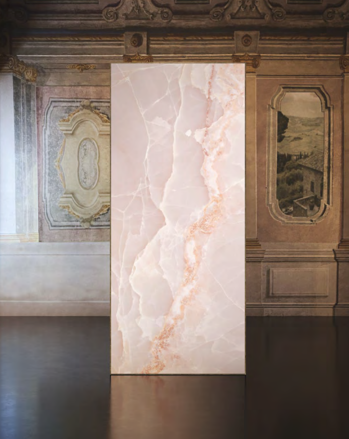 pink onyx polished wall and floor tiles