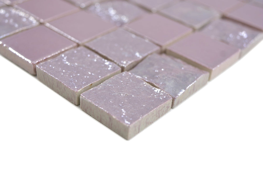 Pink Stone Iridescent Mosaic Wall Tile