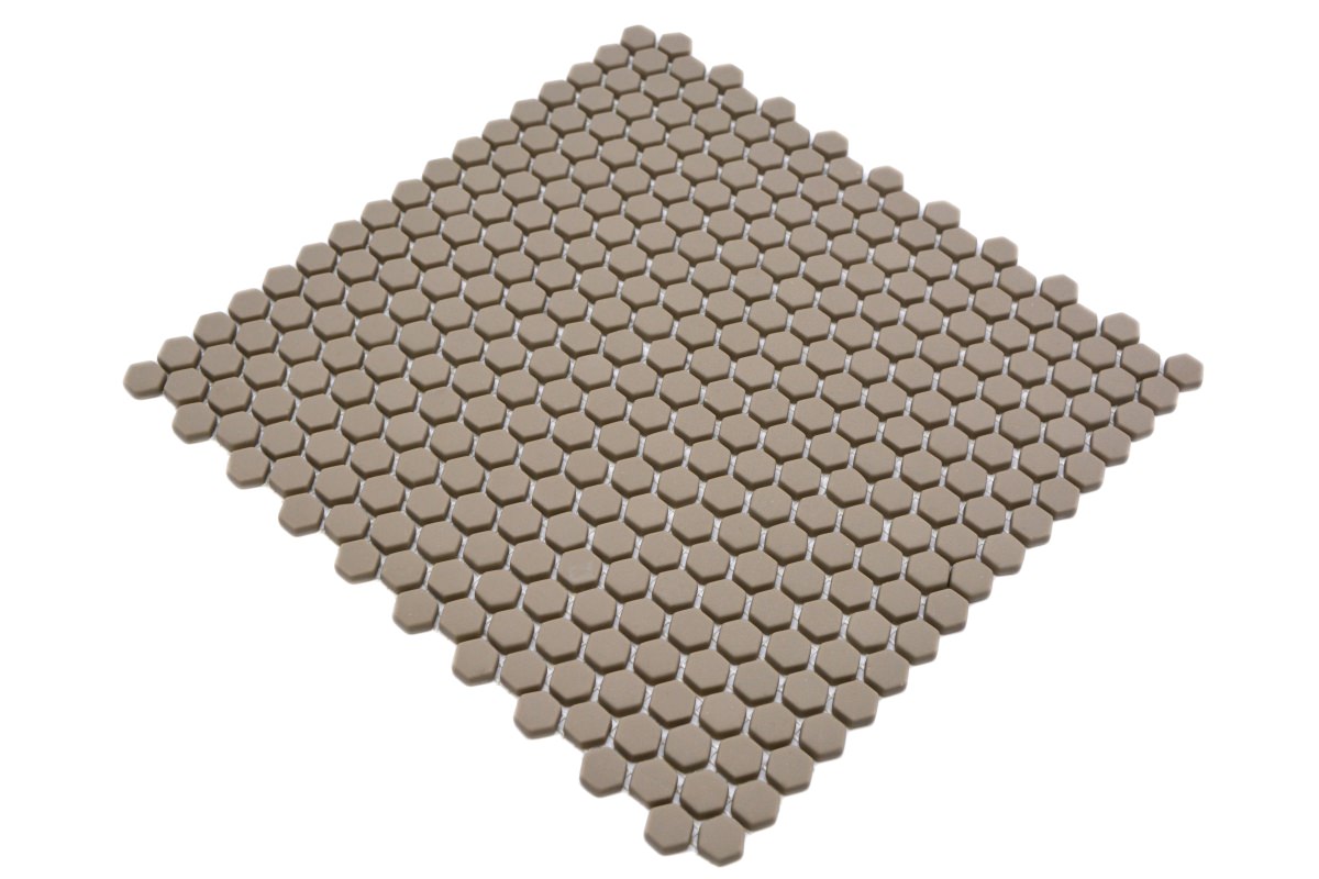 Beige Hexagon Matt Glass Mosaic Tile 