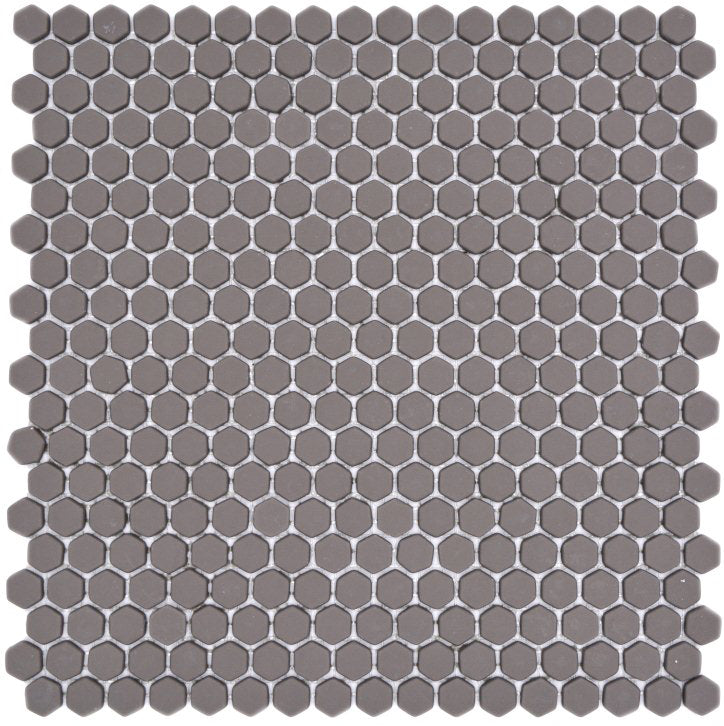 Pixel Grey Hexagon Matt Glass Mosaic Tile 