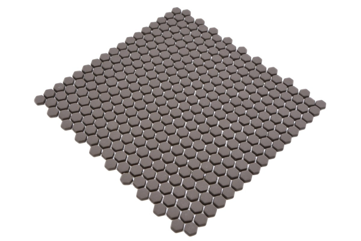 Pixel Grey Hexagon Matt Glass Mosaic Tiles