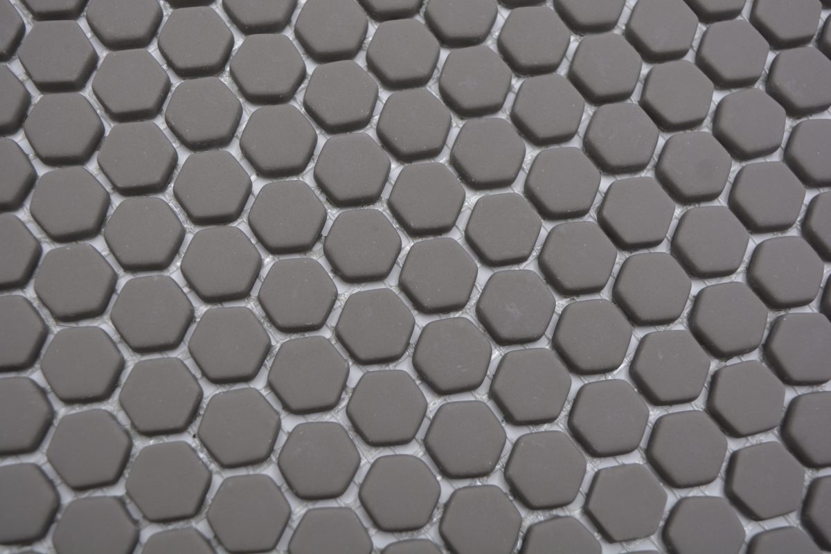 Grey Hexagon Matt Glass Mosaic Tile 