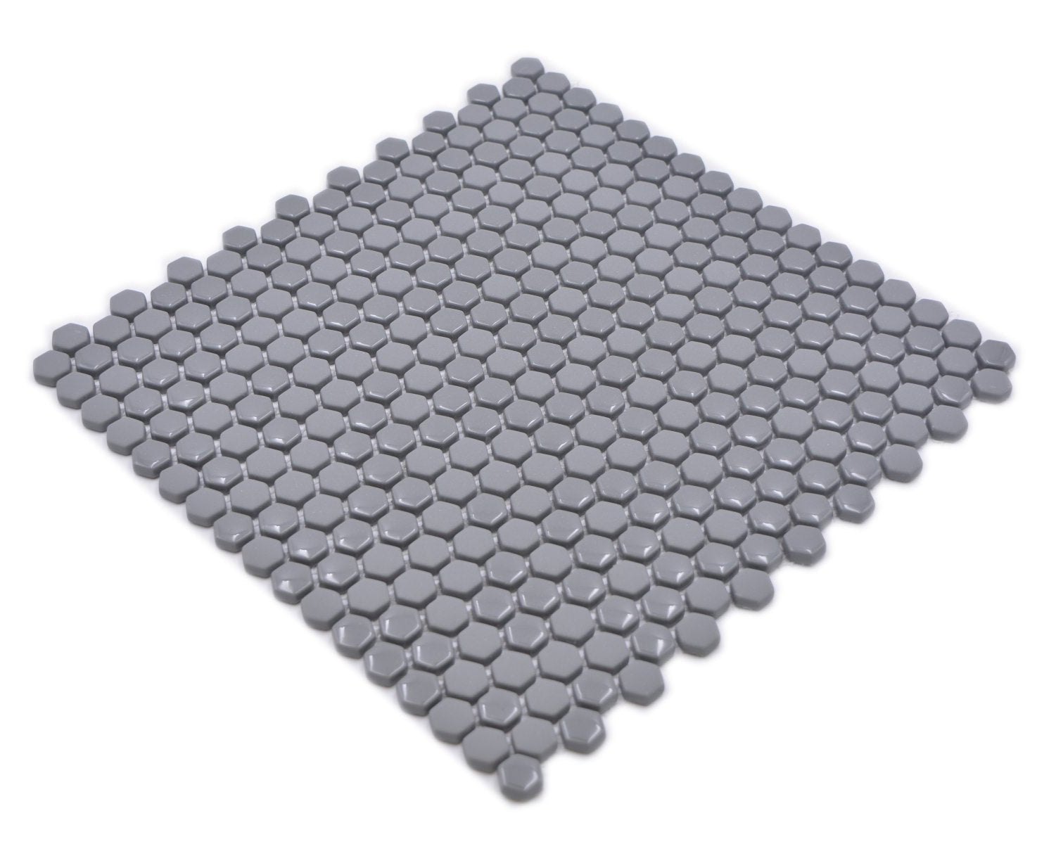 Pixel Grey Hexagon Matt and Gloss Glass Mosaic Tile 15x15mm - Luxury Tiles UK