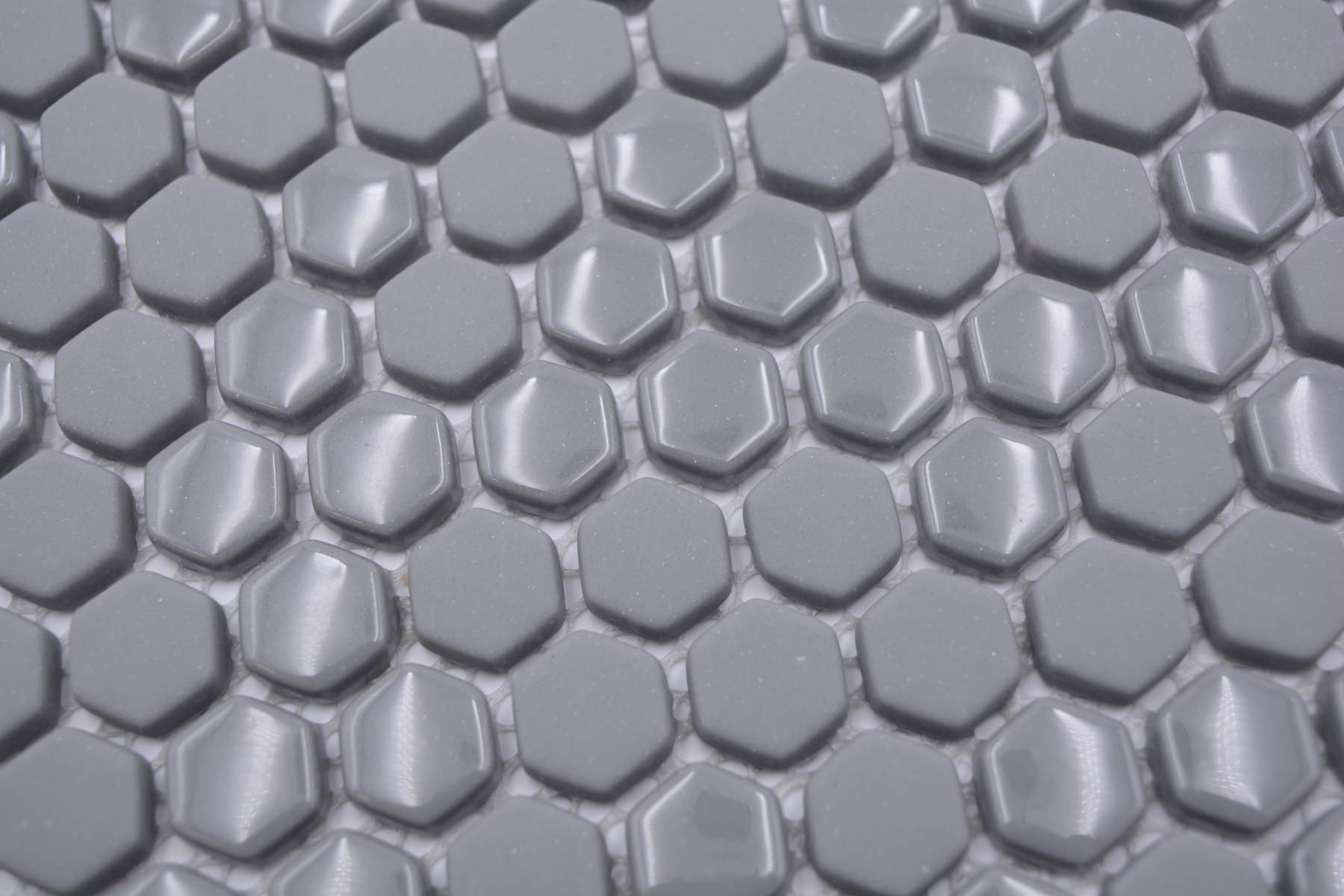 Pixel Grey Hexagon Matt and Gloss Glass Mosaic Tile 15x15mm - Luxury Tiles UK