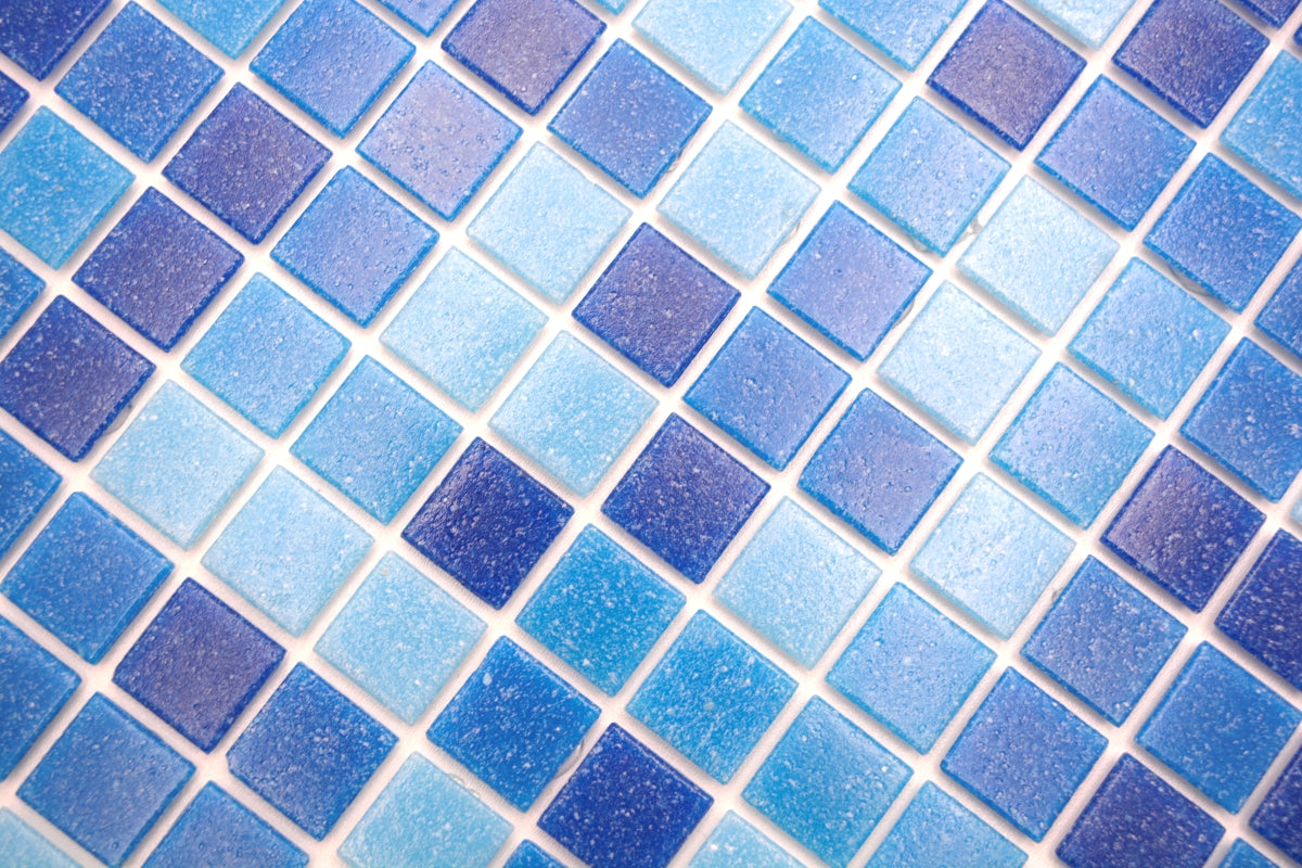 Pixel Pool Blue Dark Blend Mosaic Tiles 20x20