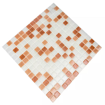 mixed red white shower mosaic tile