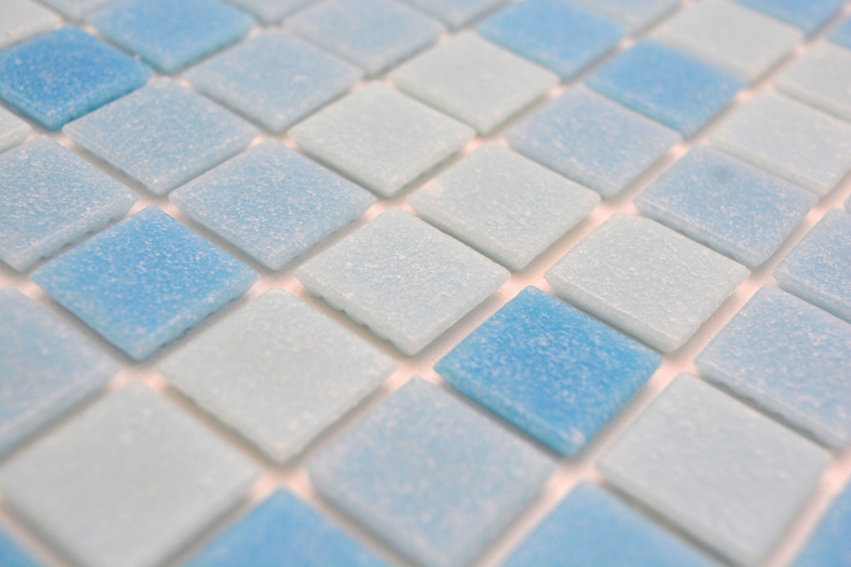 Pixel Pool Blue Dark Blend Mosaic Tiles 20x20