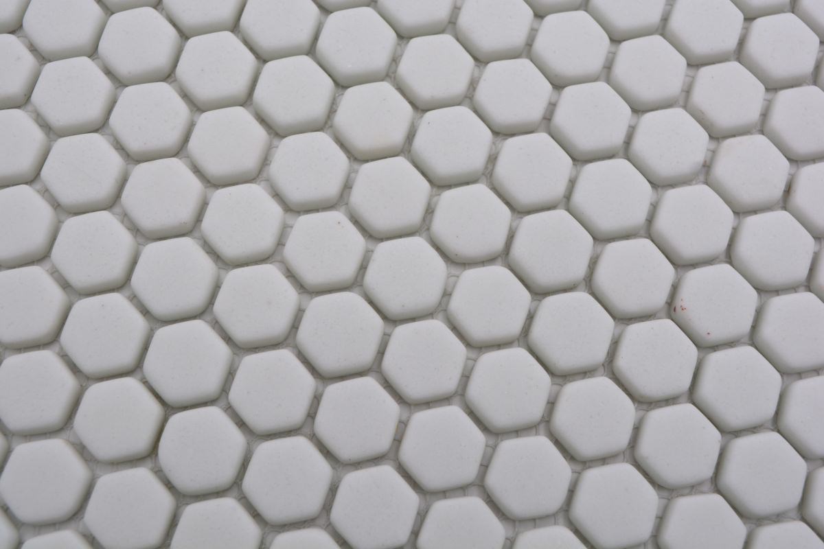 White Hexagon Matt Glass Mosaic Tile 15x15mm