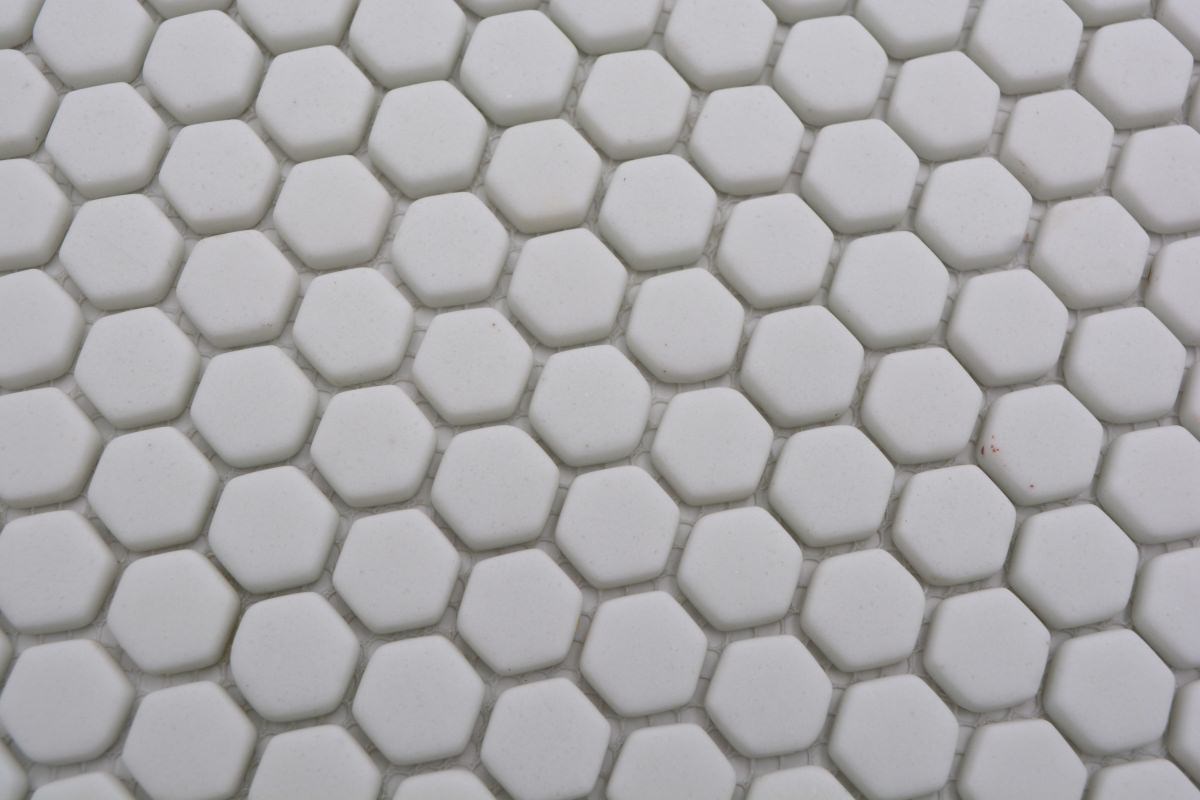 White Hexagon Matt Glass Mosaic Tile 15x15mm