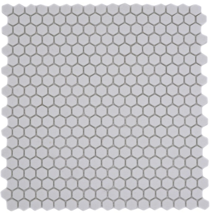 Pixel White Hexagon Matt Glass Mosaic Tile 15x15mm