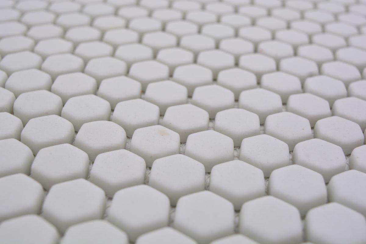 White Hexagon Glass Mosaic Tiles