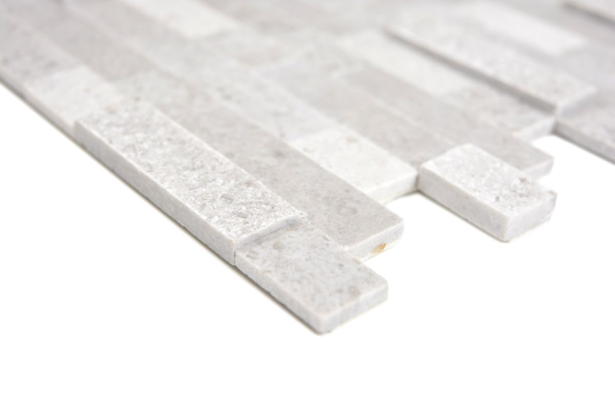 Quartz White Brickstone Peel and Stick Mosaic Tile