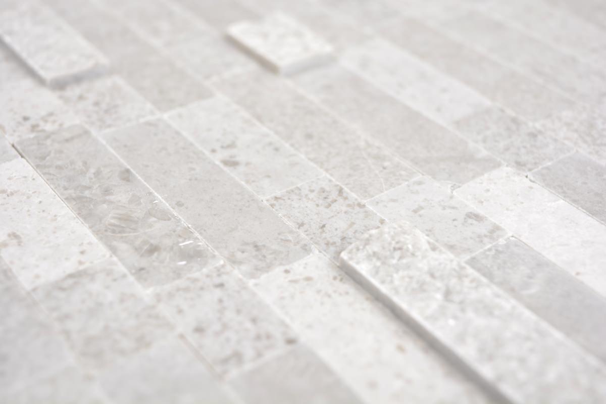 Quartz White Brickstone Peel and Stick Mosaic Tile