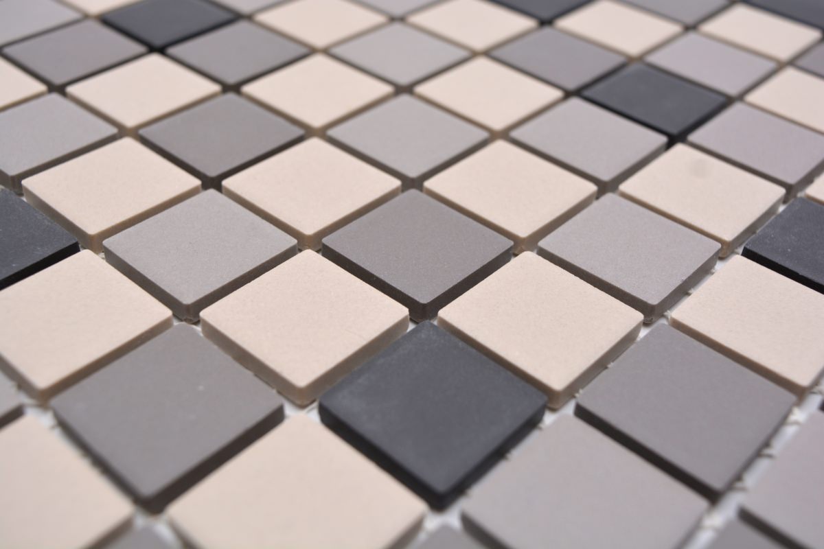 black and beige mosaic floor tile