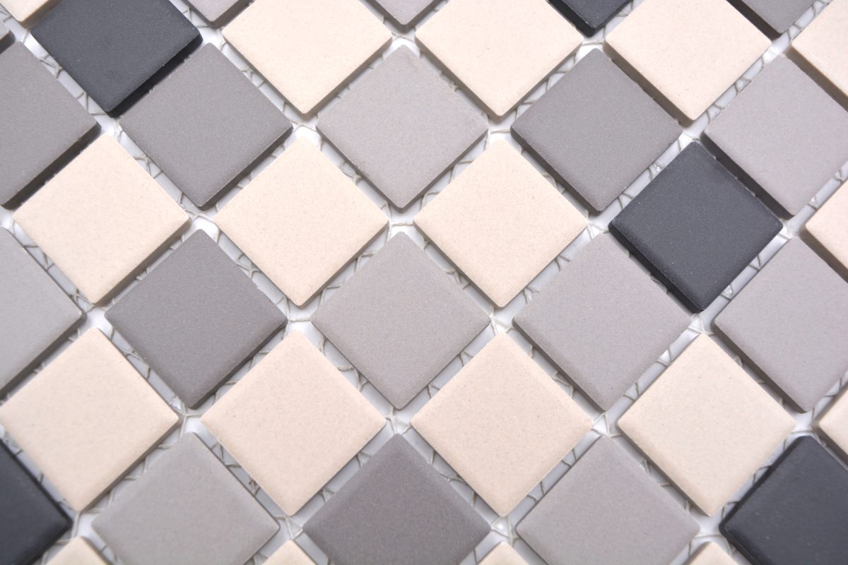Grey beige floor mosaics 