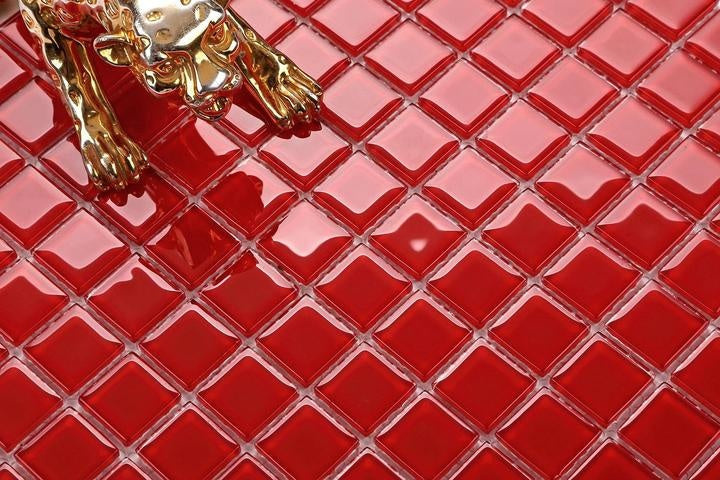 Red Glass Mosaic Tile 300x300mm - Luxury Tiles UK