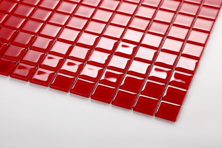 Red Glass Mosaic Tile 300x300mm - Luxury Tiles UK