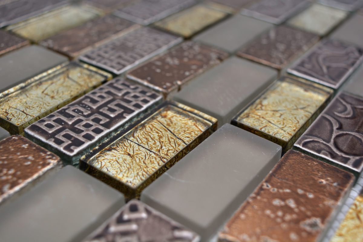 Brown Gold Mix Mosaic Tile 