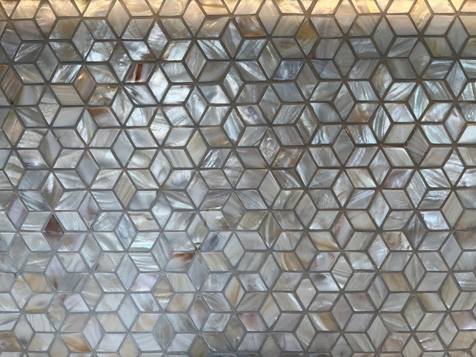 Rhombus Beige Shell Mosaic Tile Natural Mother Of Pearl | Luxury Tiles UK