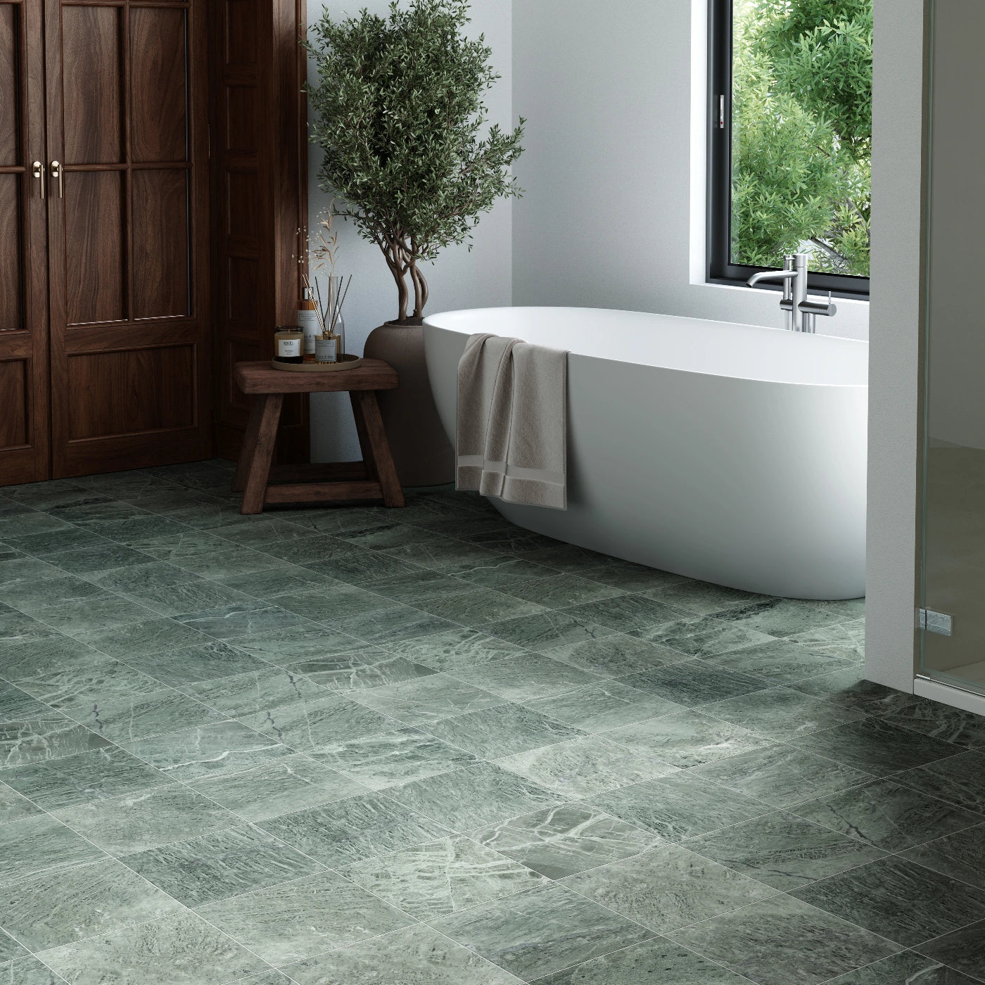 green marble floor bathroom 