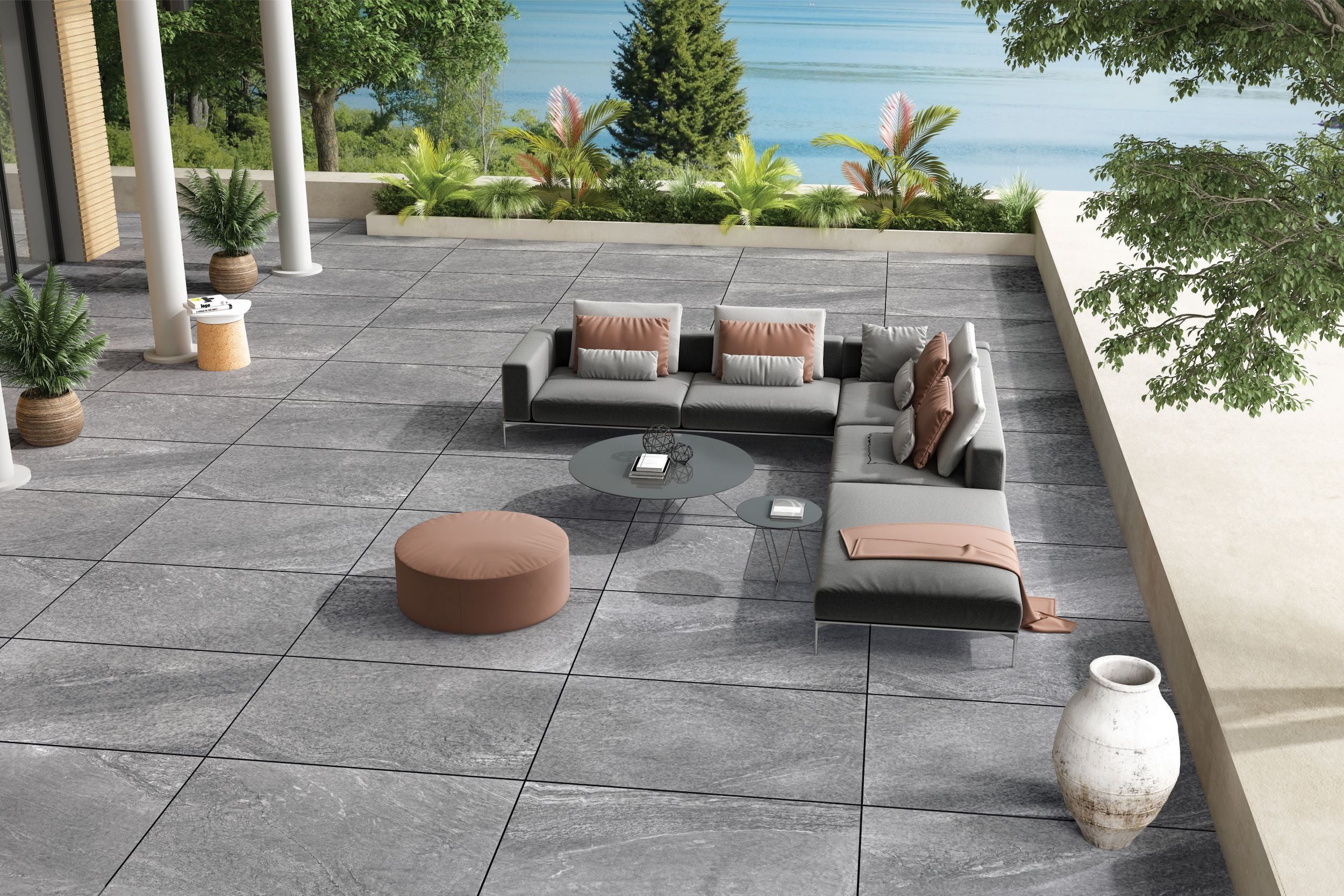 Anti-slip outdoor paving tile 