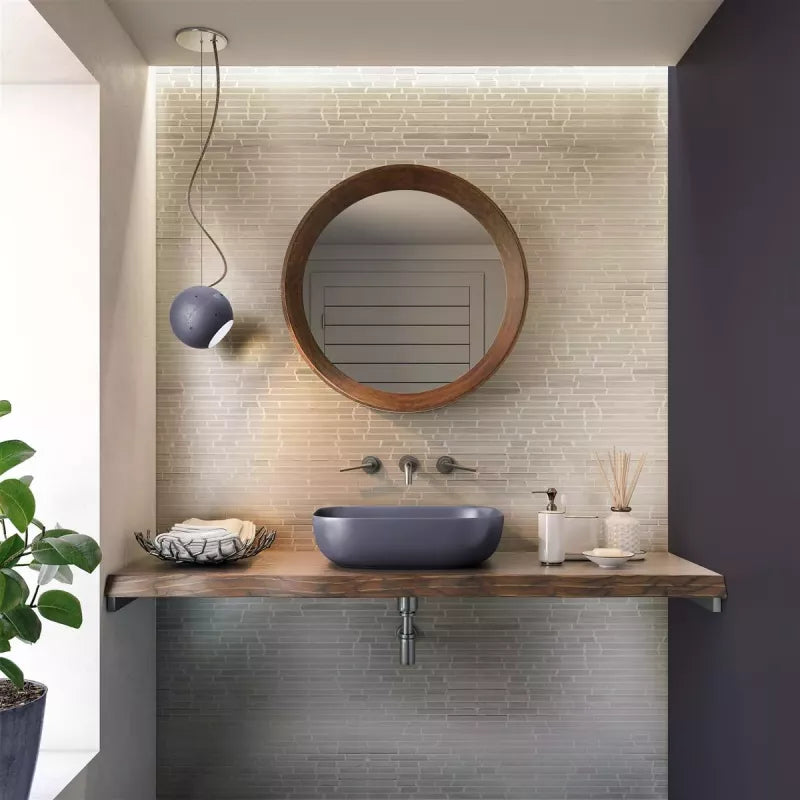mosaic bathroom ivory beige split face tile 