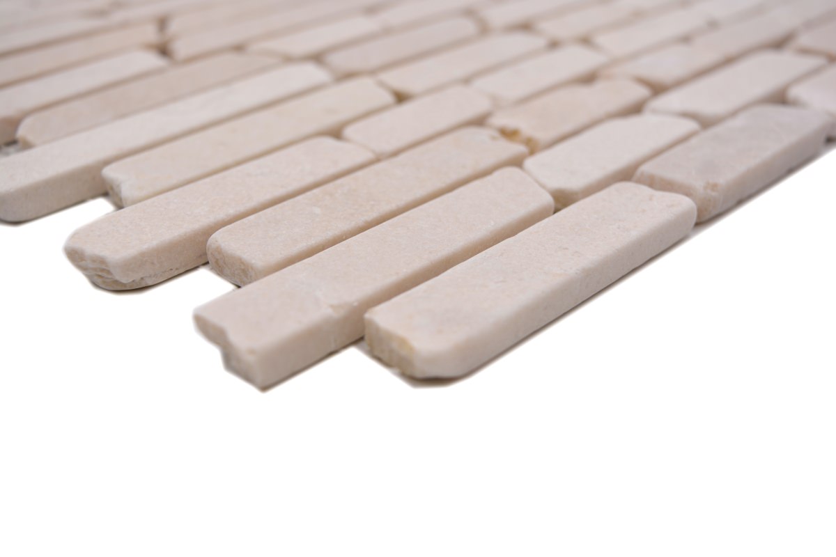 Beige Crackle Linear Marble Mosaic Tile