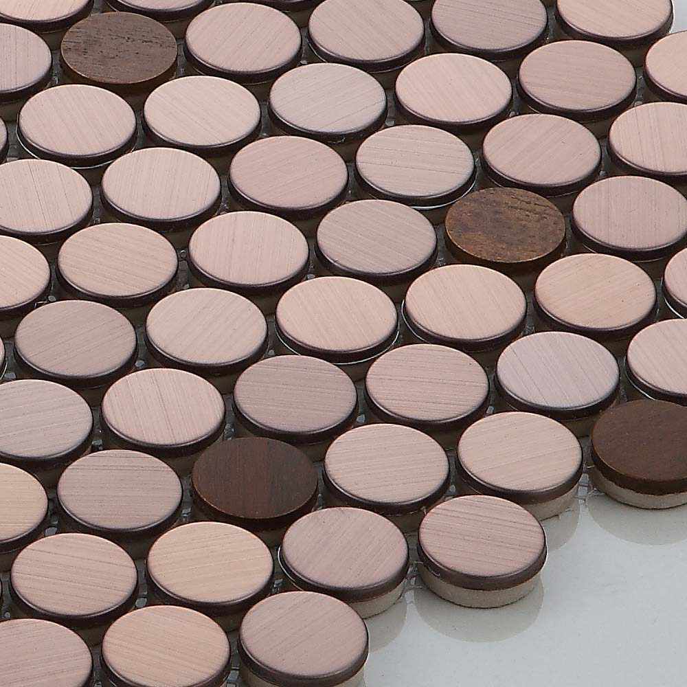 Penny Round Rose Gold Metal Mosaic Tile for Feature and Backsplash