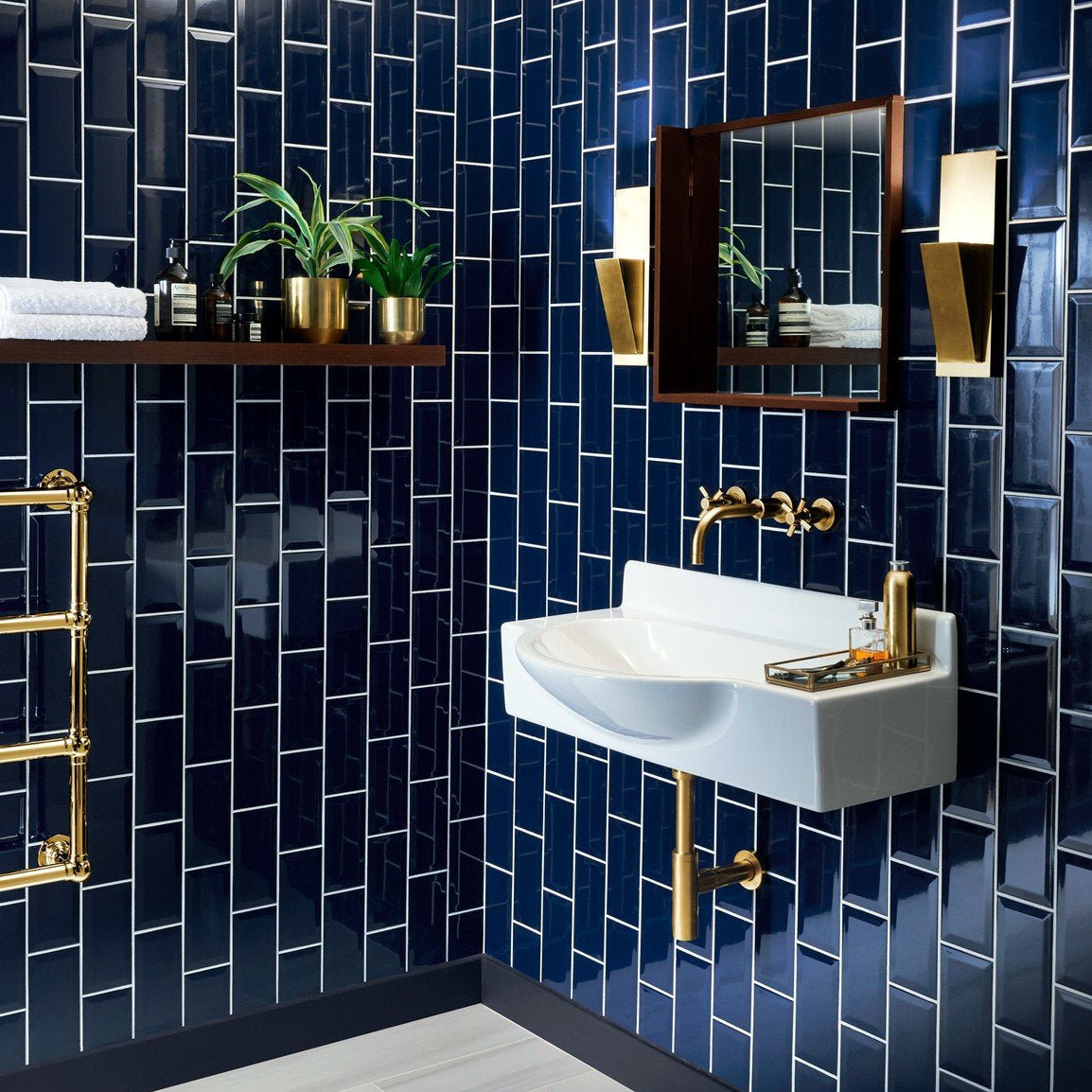 Blue metro wall tiles