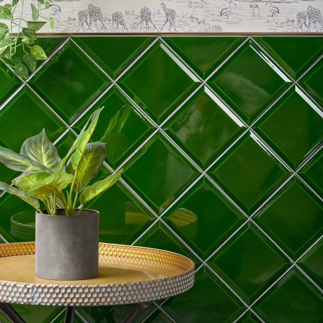 green gloss metro tile