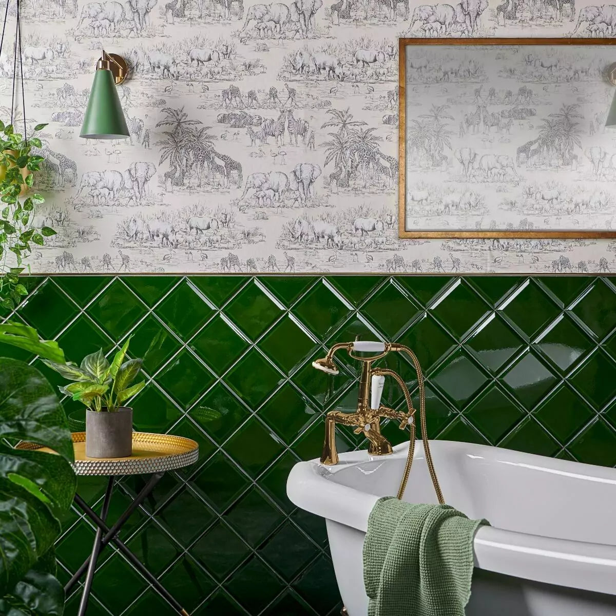 green bathroom wall tiles
