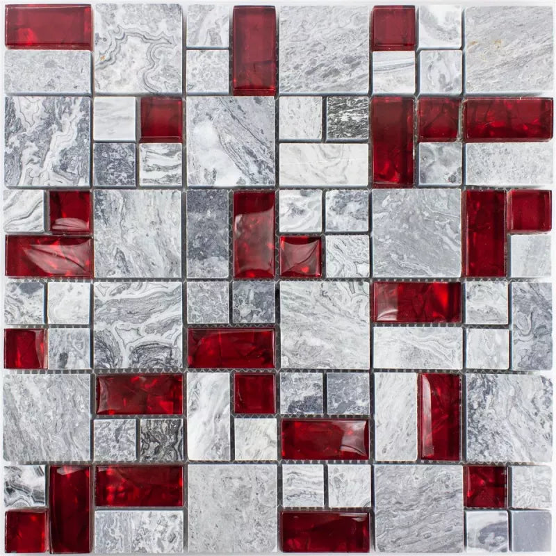ruby red marble mosaic 