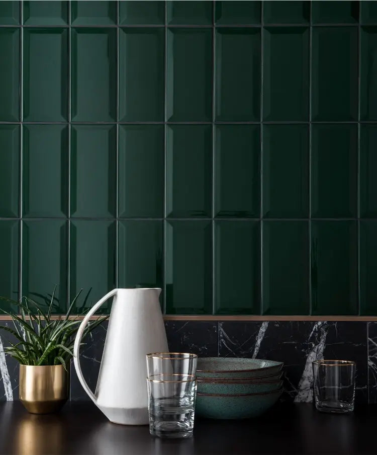 Dark Green metro wall tile 