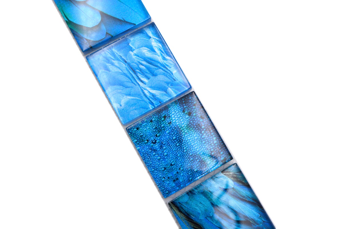 Blue glass mosaic tiles 