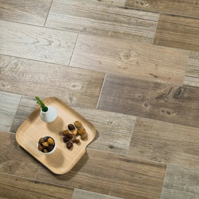 close up wood effect floor tiles 