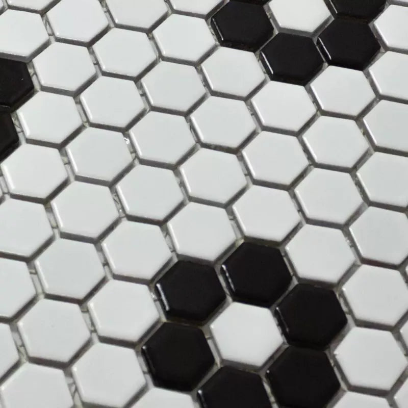 black flower mosaic tile