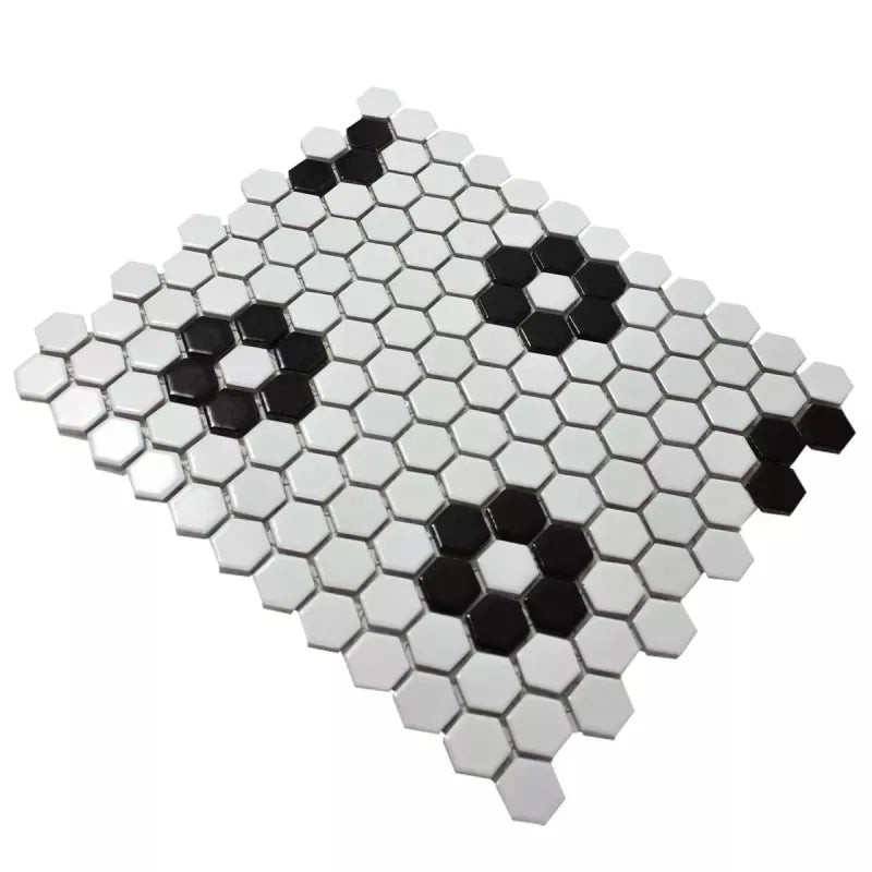 white and black mosaic tile