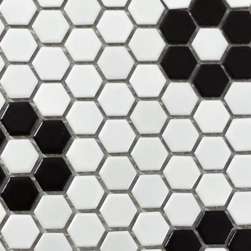 black hexagon flower mosaic