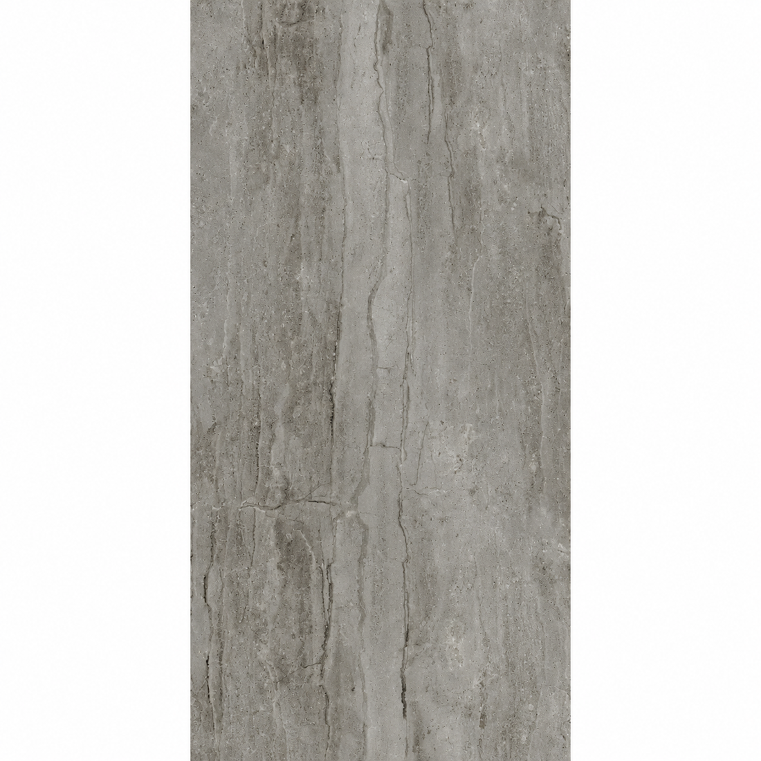 Siena Grey travertine effect porcelain tile 1200×600mm with a matt finish, linear grey veining and natural stone-effect detailing.