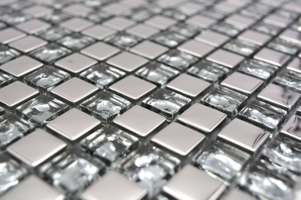 mixed silver effect glass mosaic 