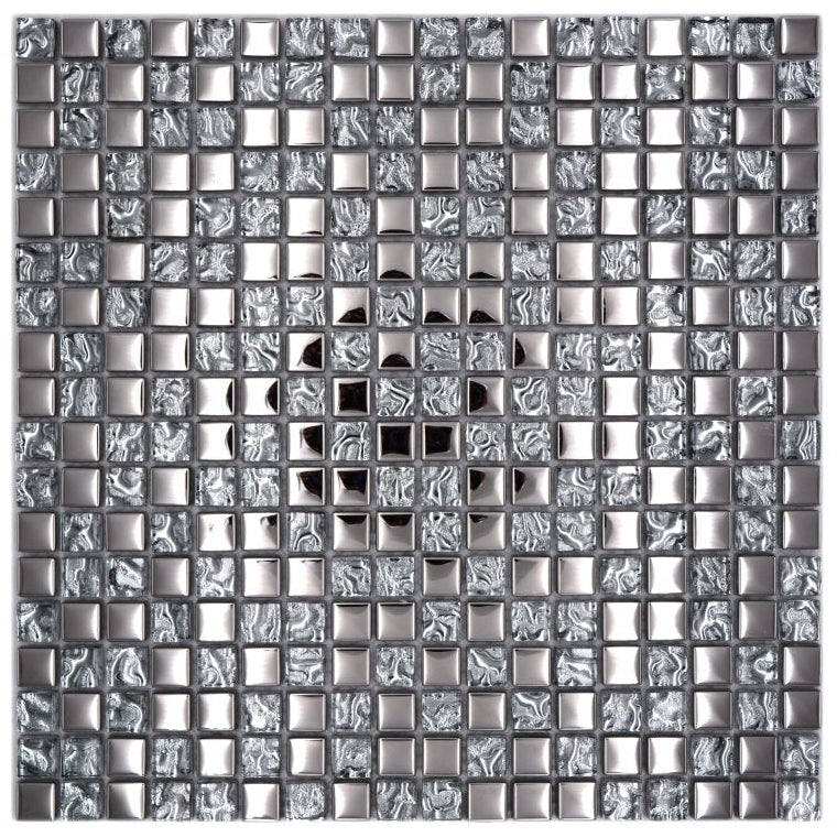polished silver mosaic tile