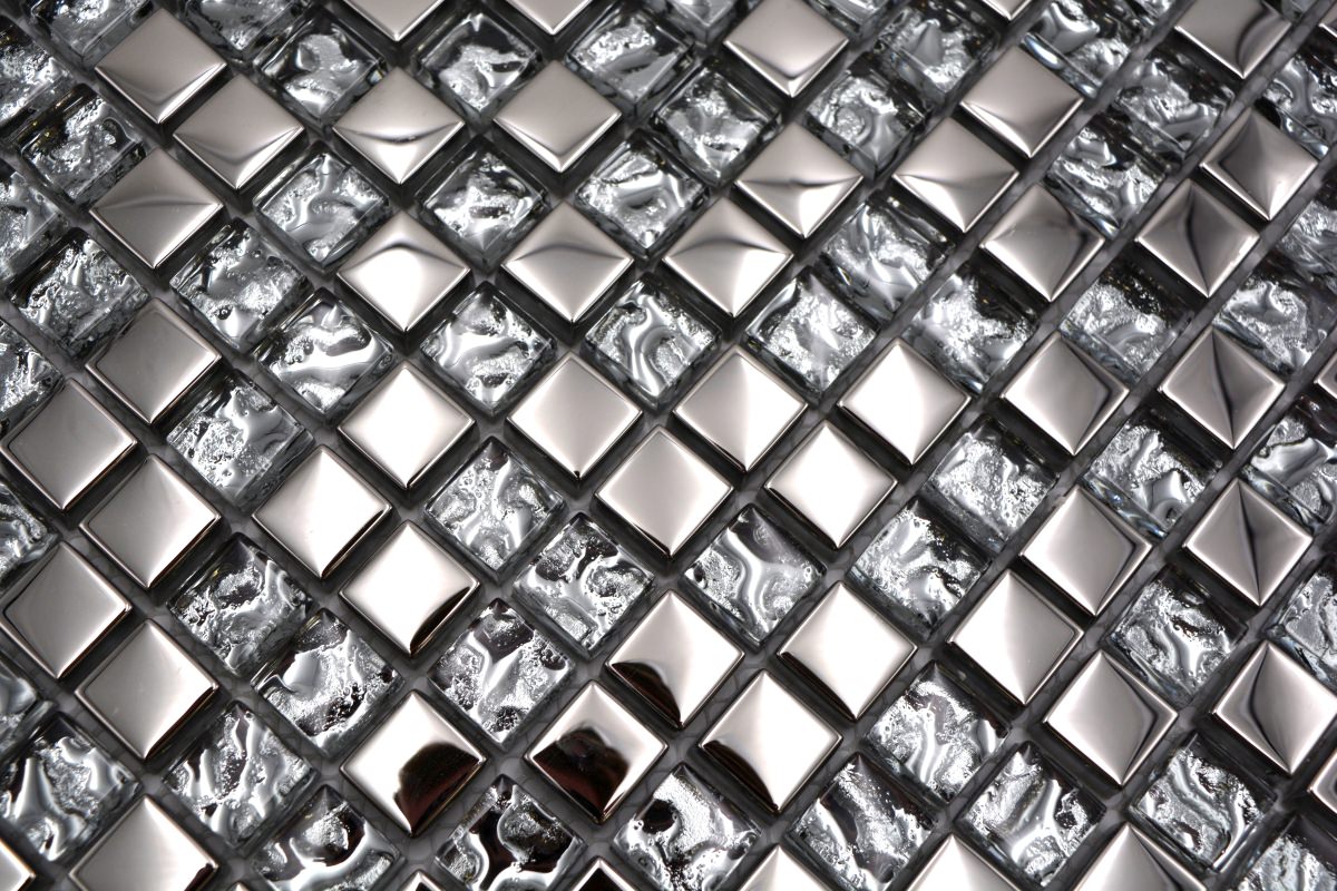 metallic silver mosaic tile 