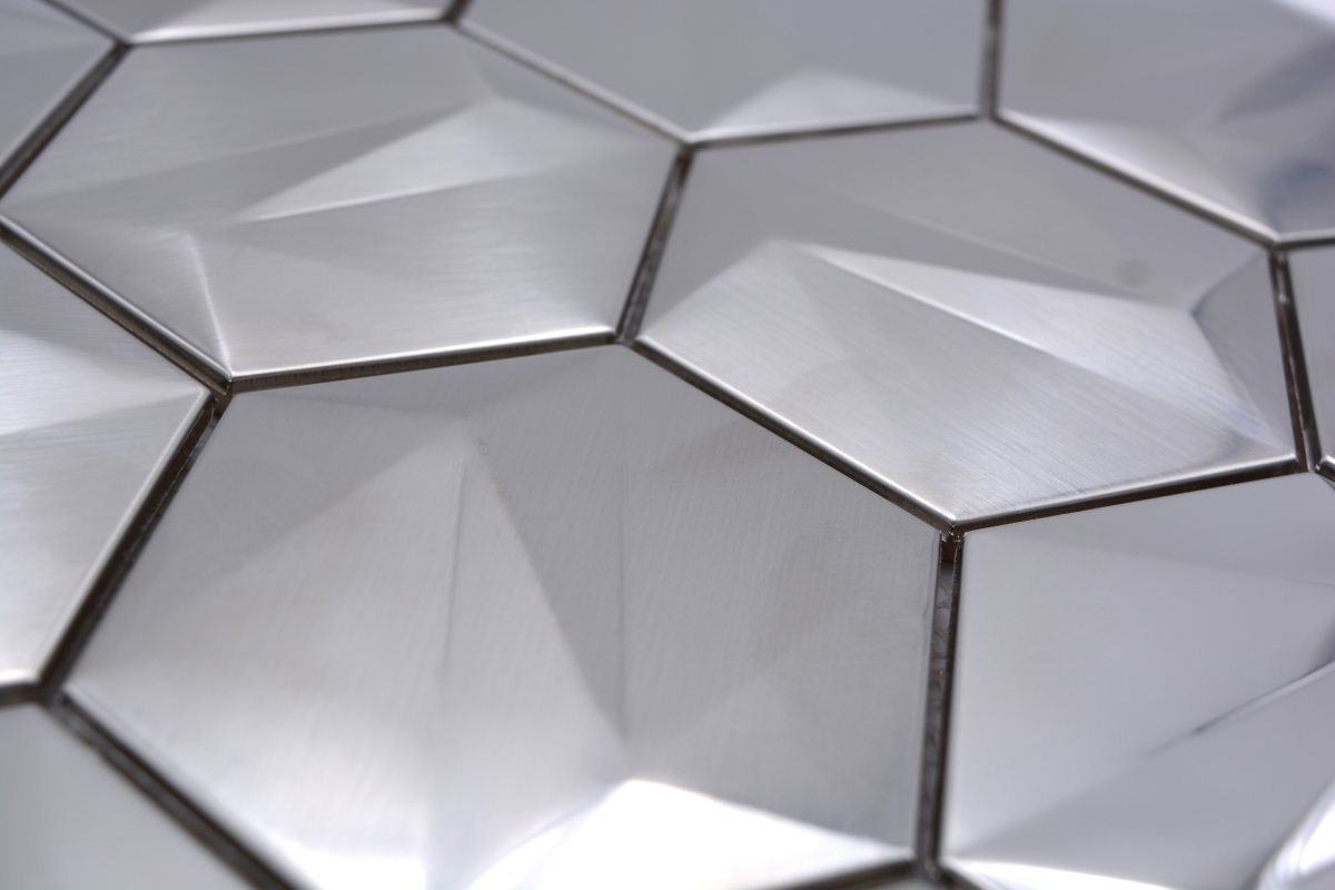 Silver 3d metal and ceramic mosaic for walls 